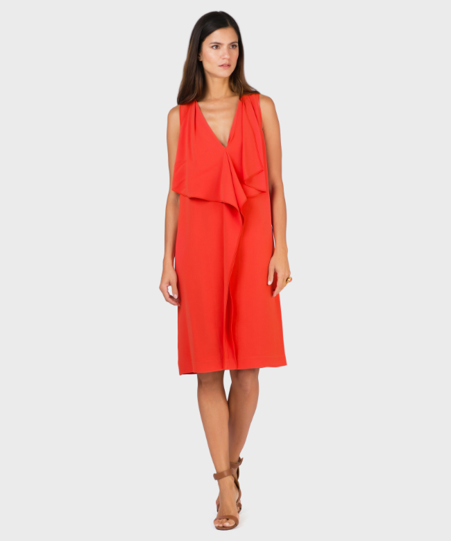Location et Achat robe de soirée Mantu, modèle Rouge Drapée 1
