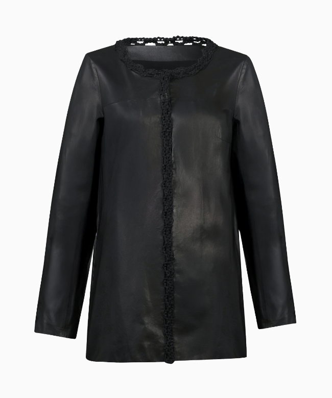 Location et Achat Veste Chanel, modèle Cuir Frangé Noir