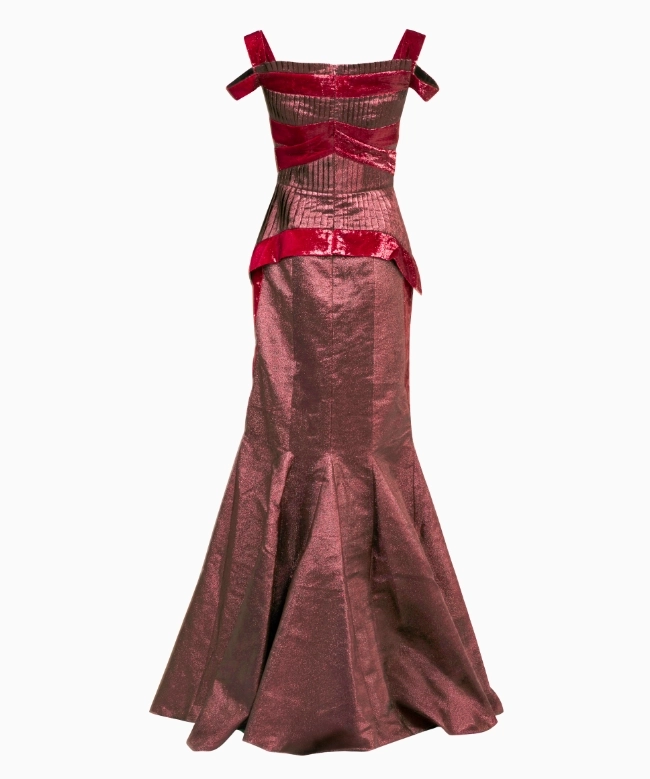 Location et Achat robe Elmira Medins, modèle Sculptural Bordeaux 3