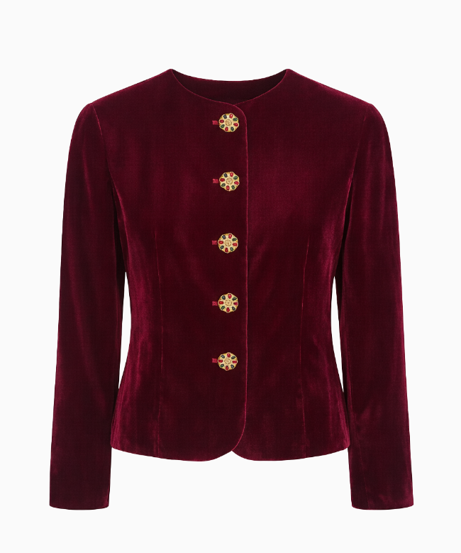 Location et Achat Veste Yves Saint Laurent, modèle Rouge Velours Bijou 1