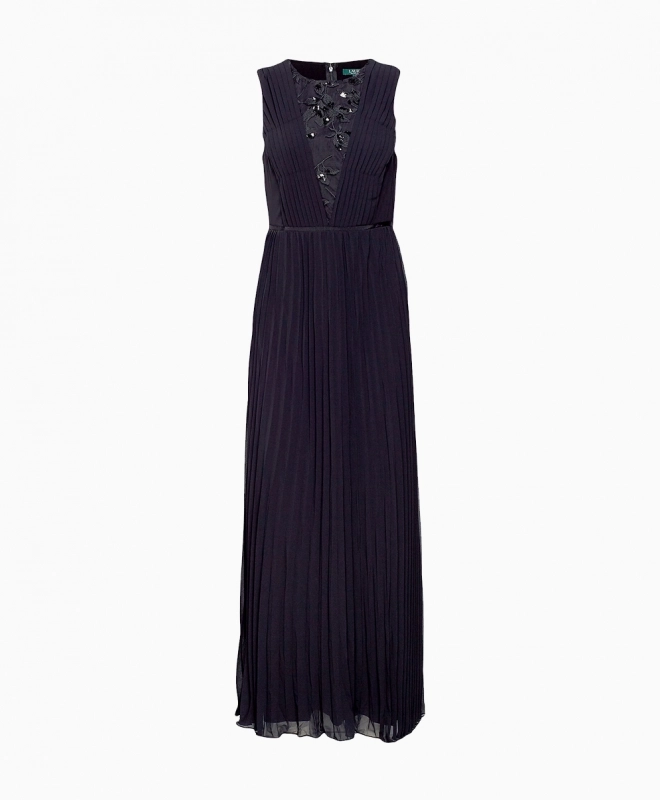 Robe longue Ralph Lauren Pleated Chiffon Gown 2