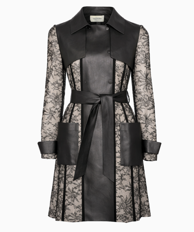 Achat Manteau Valentino, modèle Ceinturé en Dentelle et Cuir Resort 2011 1