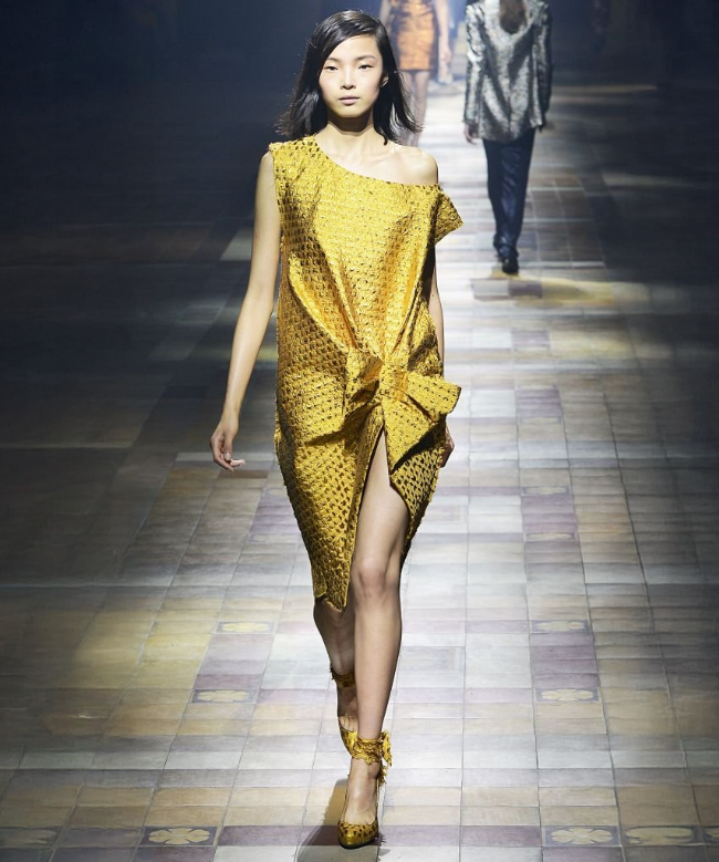 Location et Achat robe Lanvin, modèle Drapée Vert Chartreuse SS2014 2