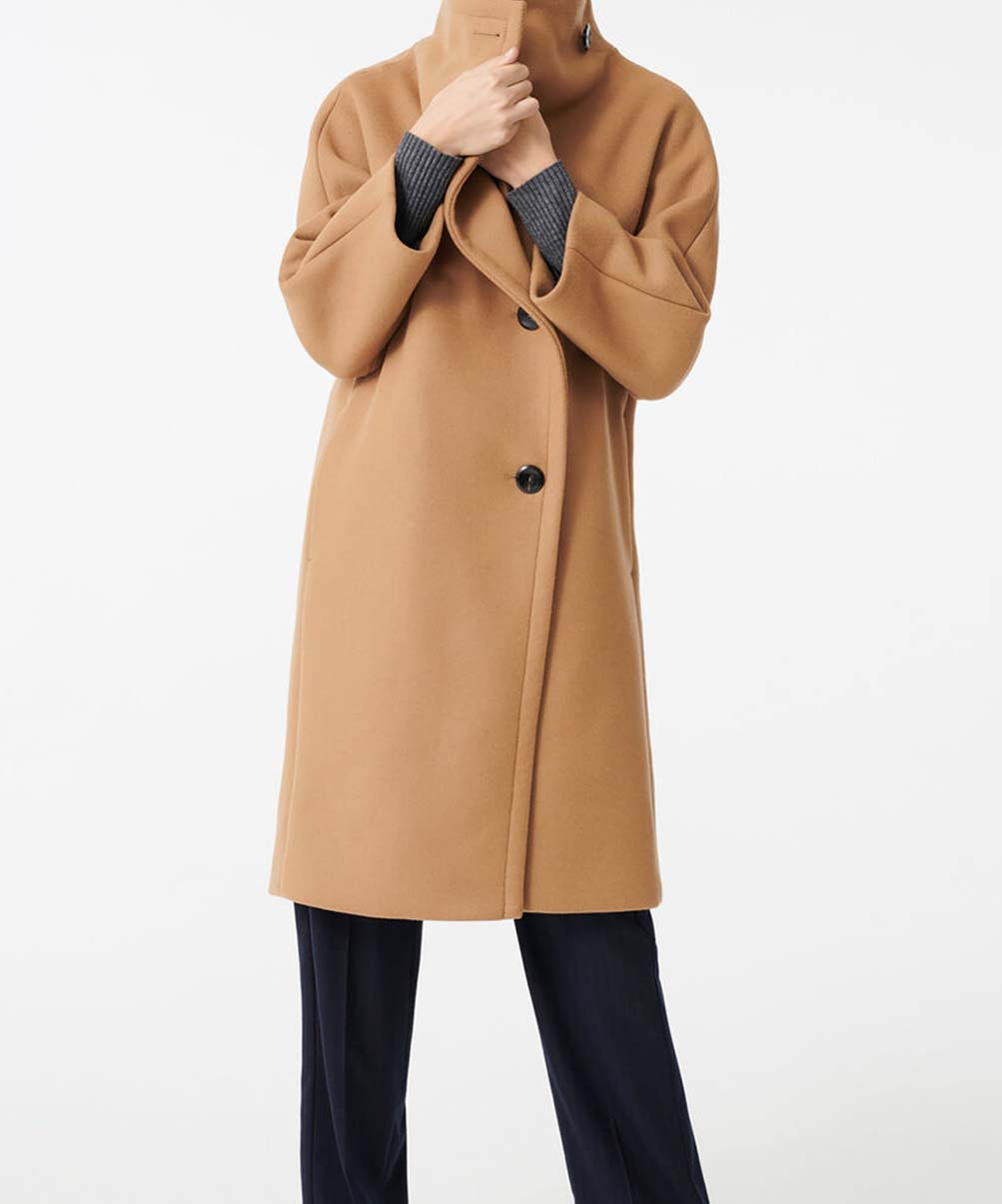 Manteau Long Grand Col en Drap de Laine 2