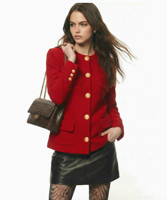 Location et Achat Veste Chanel, modèle Tweed Rouge FW1992 2