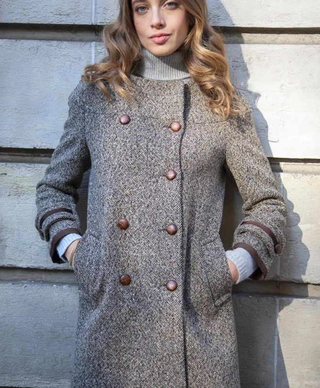 Location manteau Sandro tweed marron 2