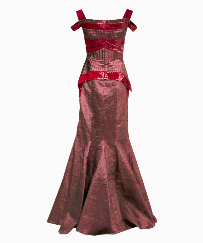 Location et Achat robe Elmira Medins, modèle Sculptural Bordeaux 2