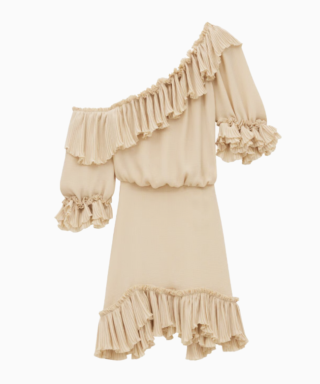 Location et Achat Robe Saint Laurent, modèle Volant Ivoire SS2024 1