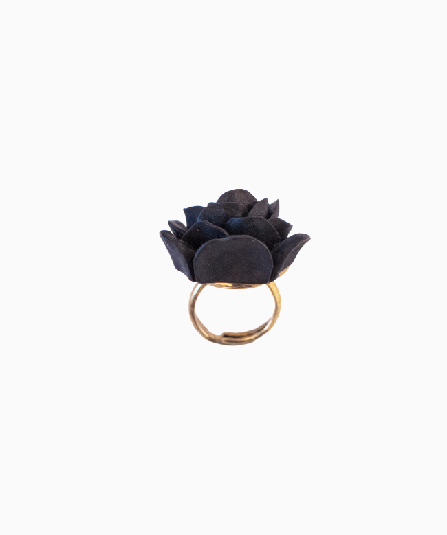 Bague Camélia Noir 1