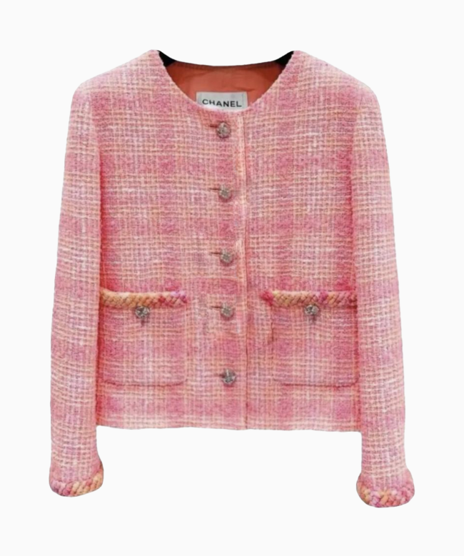 Achat Veste Chanel, modèle Tweed à Carreaux Rose