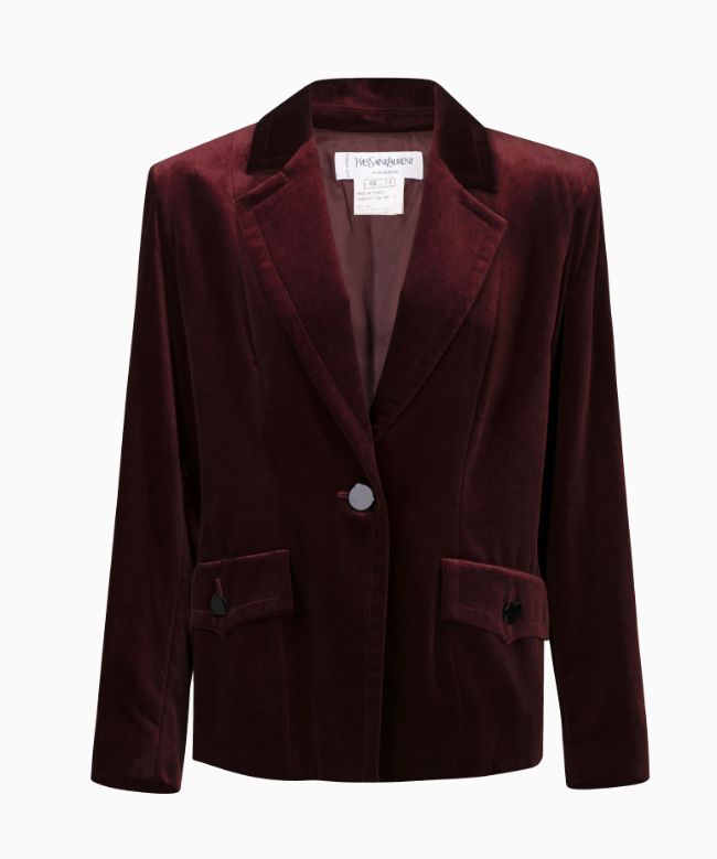 Location et Achat Veste Yves Saint Laurent, modèle Velours Bordeaux FW1999 1