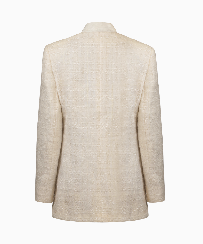Location et Achat Veste Vintage, modèle Tailleur Structuré Tweed Ivoire 2
