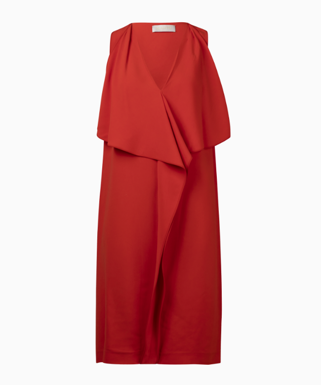 Location et Achat robe de soirée Mantu, modèle Rouge Drapée 2