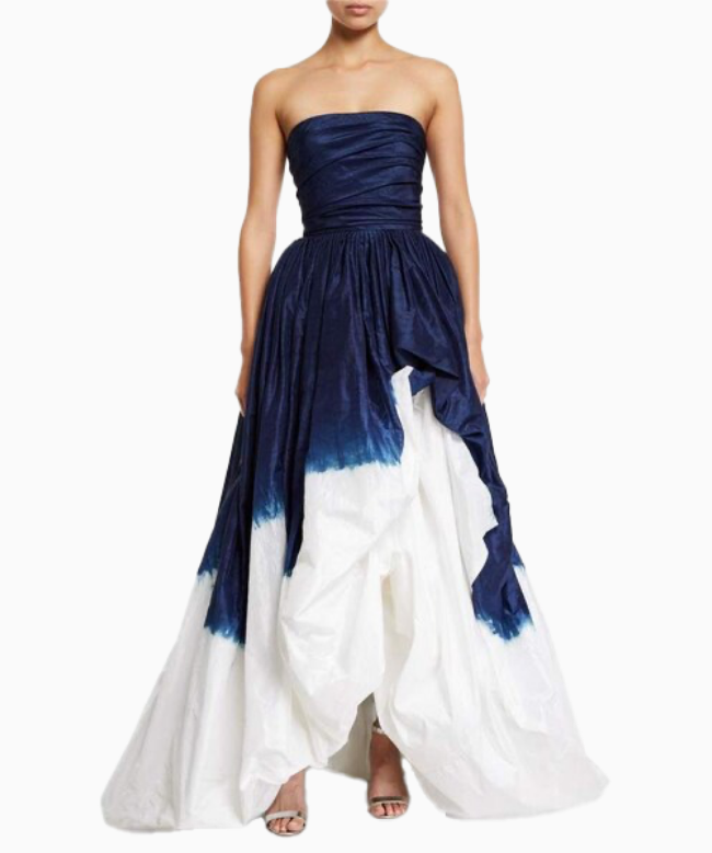 Location Robe Oscar De La Renta, modèle Tie And Dye Blue And White 3