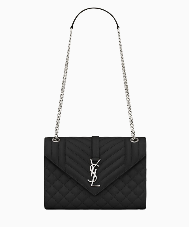 Achat Sac Yves Saint Laurent, modèle Medium Enveloppe Black And Silver 2