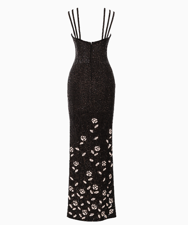 Location et Achat Robe My Couture Corner, modèle Sequins Black Floral 2