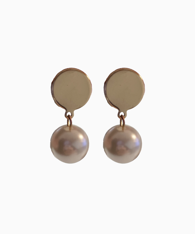 Location Boucles D'Oreilles Vintage, modèle Perle Doré