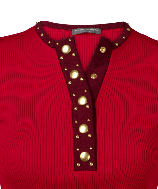 Achat Top Alexander McQueen, modèle Red Knit Henley 2