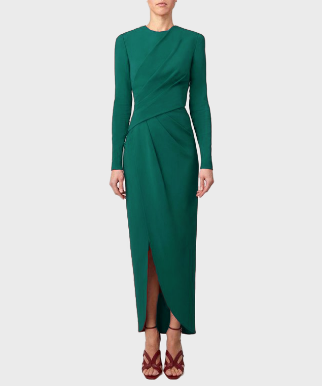 Location Robe Elie Saab, modèle Crêpe Green Midi 1