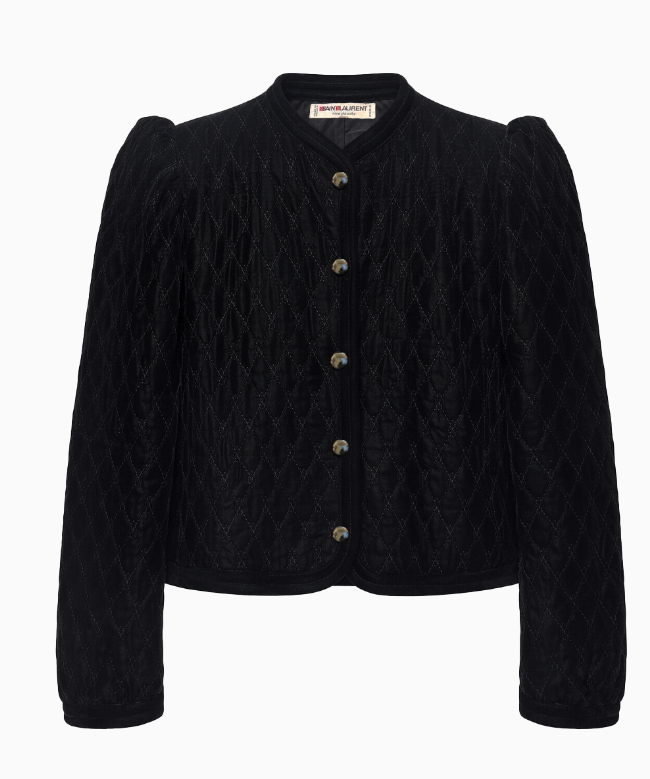 Location et Achat Veste Yves Saint Laurent, modèle Matelassée en Velours Noir Rive Gauche Circa  2006 1