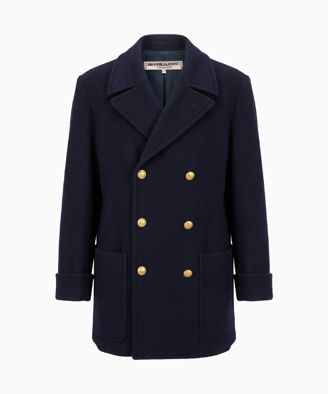 Achat Manteau Yves Saint Laurent, modèle Cabas Marine à Boutons Dorés 1989