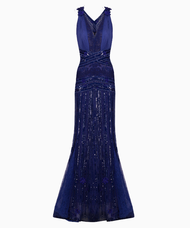 Location Robe Zuhair Murad, modèle Blue Lace And Crystal 2