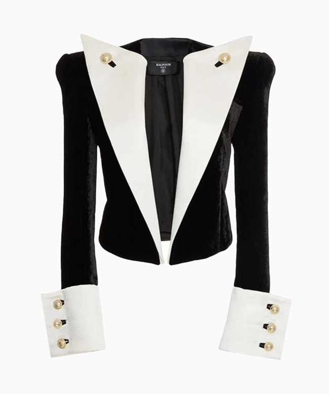 Achat Veste Balmain, modèle Velvet Satin Cuff.