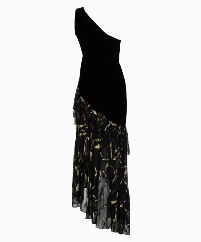Location et Achat Robe Yves Saint Laurent, modèle Asymétrique Velours Noir FW1980 3