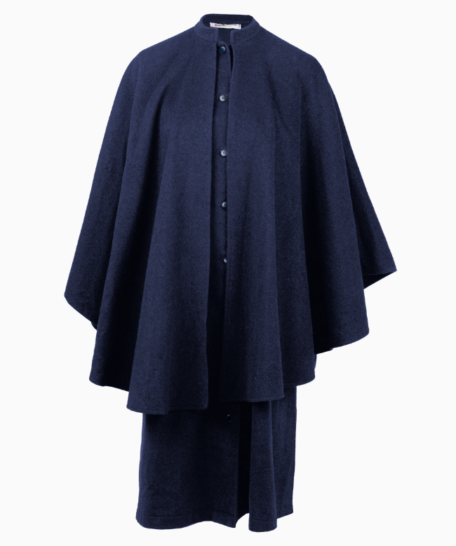 Achat Manteau Yves Saint Laurent Rive Gauche, modèle Cape Drapé Bleu Nuit 1