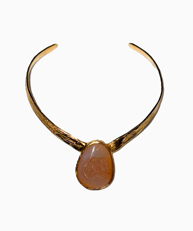 Achat Collier Julia Munoz, modèle Gold Plated Bronze With Pink Agate Stone