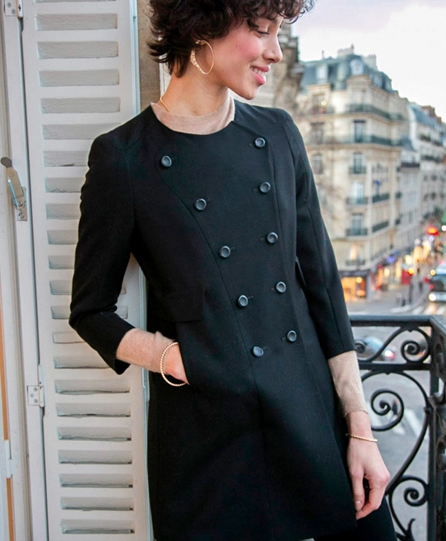 Location manteau MAJE Wool noir 2