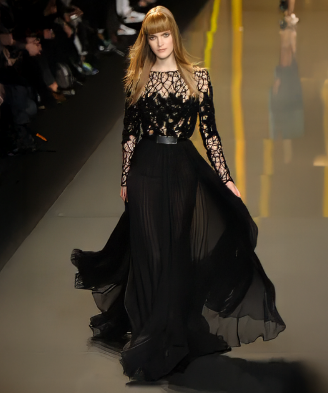 Location Robe de soirée Elie Saab, modèle  Black Plumetis FW 2012 4