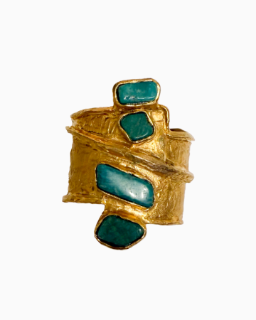 Manchette Gold Plated Bronze With Turquoise