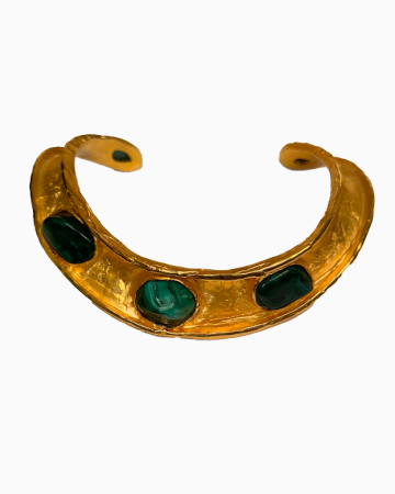 Collier Gold Plated Bronze With Malachite