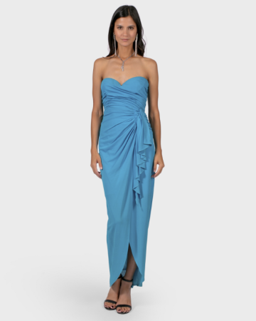 Robe Bustier Drapée Bleue