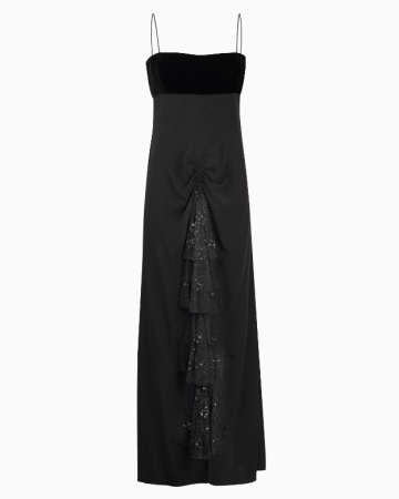 Robe Ruffle Embellished Black