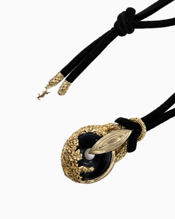 Collier Médaillon Noir Et Or 1980