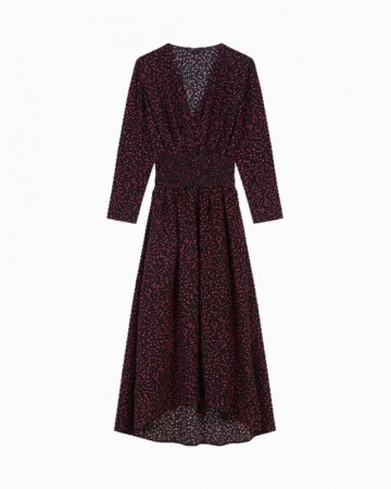 Robe Smockée en Crêpe imprimé