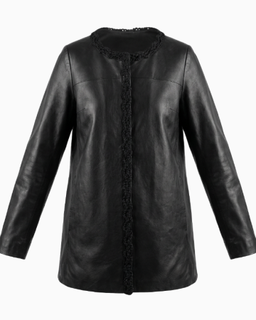 Veste Cuir Frangé Noir