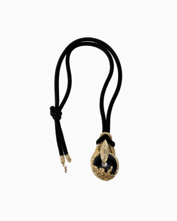 Collier Médaillon Noir Et Or 1980