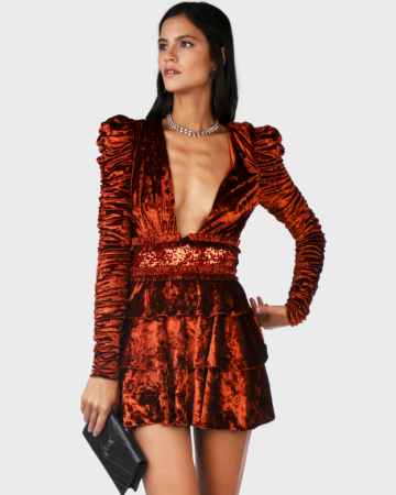 Robe Georgia Orange Velvet