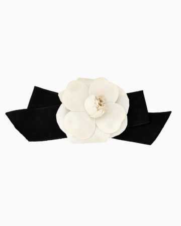 Broche Camélia Ébène & Ivoire