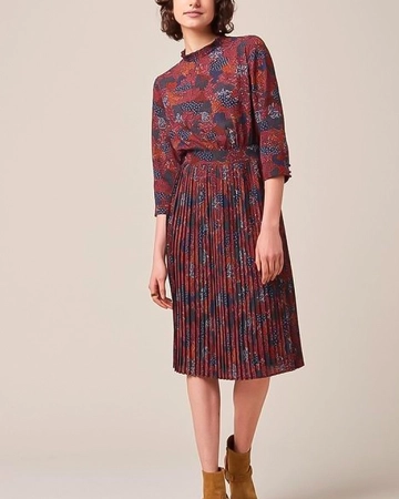Robe Midi Col Victorien Imprimée En Crêpe-Exclusivité web