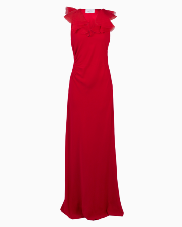 Robe Symétrique Ruffle Rouge