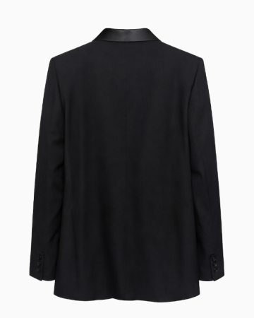 Veste Blazer Noir À Revers Satinés FW1992
