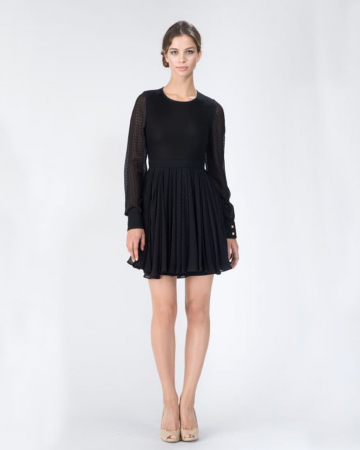 Robe Plumetis Résille Noire