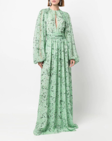 Robe Floral Pleated Silk