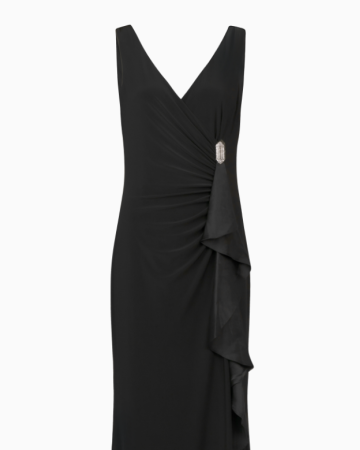 Robe Noir Drapé Cristal