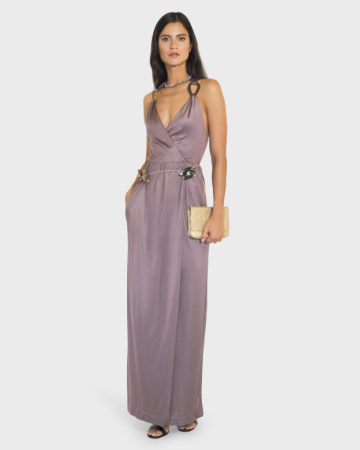 Robe  Col  V Taupe