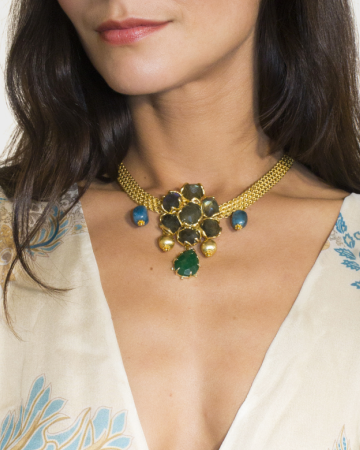 Collier Domna Green Flower